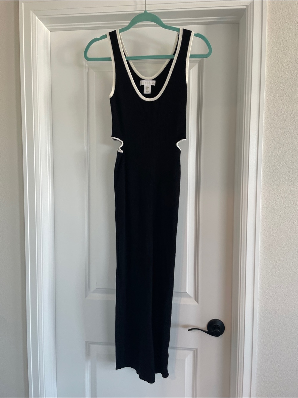 House of Harlow 1960 Black Maxi Dress with Cutout and White Trim